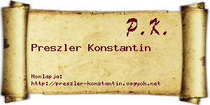 Preszler Konstantin névjegykártya